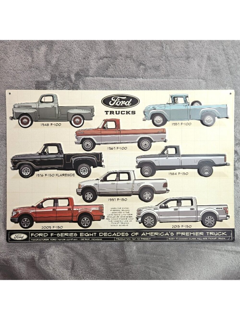 Ford F-150 Tin Sign Garage Man Cave 18 x 12 F-Series Decades Licensed 40s 50s +